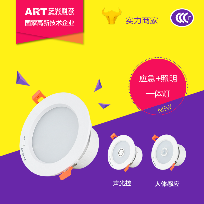 艺光品牌LED多功能应急照明筒灯-1623（5寸）